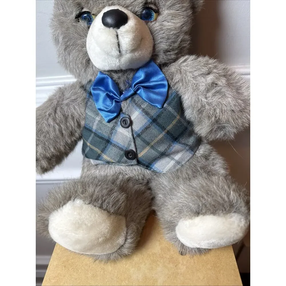 Vintage 1987 Applause Daddy Teddy Winks Bear 14” Plush Open Shut Eyes 12225